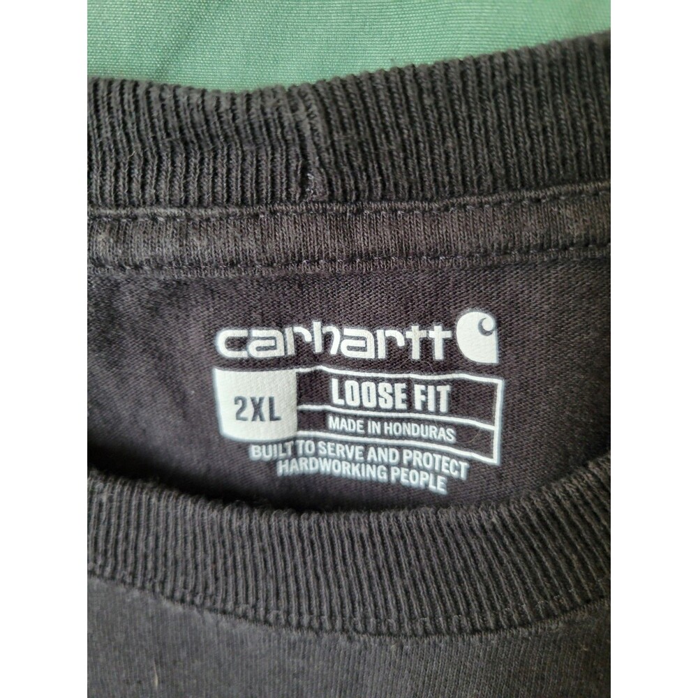 Carhartt Men’s 2XL Loose Fit Long Sleeve Black Graphic Logo Sleeve Work Shirt - Picture 4 of 6
